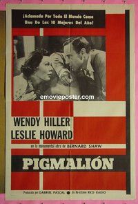 Q416 PYGMALION Spanish one-sheet movie poster R40s Howard, Hiller
