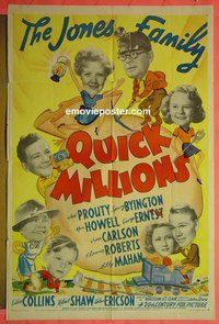Q421 QUICK MILLIONS one-sheet movie poster '39 Jones Family!