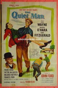 Q422 QUIET MAN one-sheet movie poster R57 John Wayne, Maureen O'Hara