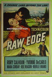Q438 RAW EDGE one-sheet movie poster '56 Rory Calhoun, De Carlo
