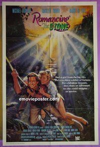 Q484 ROMANCING THE STONE one-sheet movie poster '84 Douglas, Turner