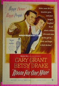 Q486 ROOM FOR 1 MORE one-sheet movie poster '52 Cary Grant, Drake
