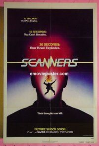 Q512 SCANNERS advance teaser one-sheet movie poster '81 David Cronenberg
