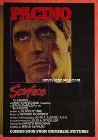 Q516 SCARFACE advance one-sheet movie poster '83 Al Pacino