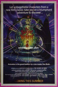 Q537 SECRET OF NIMH advance one-sheet movie poster '82 Don Bluth cartoon!