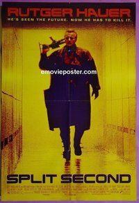 Q617 SPLIT SECOND one-sheet movie poster '92 Rutger Hauer