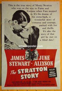 Q653 STRATTON STORY one-sheet movie poster R56 Stewart, baseball!