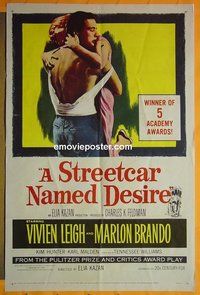 Q656 STREETCAR NAMED DESIRE one-sheet movie poster R58 Brando