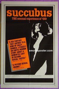Q662 SUCCUBUS one-sheet movie poster '69 Jess Franco