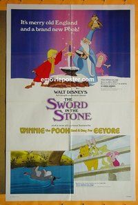 Q686 SWORD IN STONE/WINNIE THE POOH & A DAY FOR EEYORE one-sheet movie poster