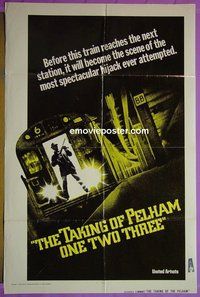 Q692 TAKING OF PELHAM 1 2 3 int'l advance one-sheet movie poster '74