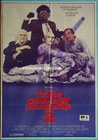 Q717 TEXAS CHAINSAW MASSACRE 2 New Zealand '86 Tobe Hooper horror sequel, cast portrait!