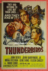 Q744 THUNDERBIRDS one-sheet movie poster '52 John Derek, Barrymore