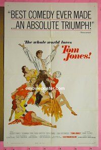 Q754 TOM JONES one-sheet movie poster '63 Albert Finney