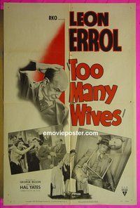 Q758 TOO MANY WIVES one-sheet movie poster '51 Leon Errol