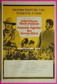 Q787 UNDEFEATED Spanish one-sheet movie poster '69 John Wayne, Hudson