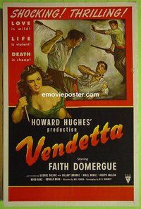 Q804 VENDETTA one-sheet movie poster '50 Faith Domergue