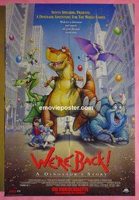 Q842 WE'RE BACK: A DINOSAUR STORY video one-sheet movie poster '93 cartoon!