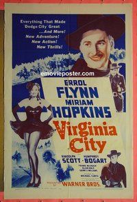 Q814 VIRGINIA CITY one-sheet movie poster R44 Errol Flynn, Humphrey Bogart