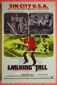 Q826 WALKING TALL rare int'l style one-sheet movie poster '73 Joe Don Baker