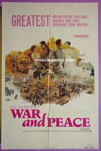 Q829 WAR & PEACE one-sheet movie poster '68 Leo Tolstoy