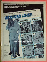 Q838 WEEKEND LOVER one-sheet movie poster '72 Navy skindiving sex!