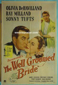 Q841 WELL GROOMED BRIDE one-sheet movie poster '46 DeHavilland
