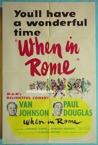 Q848 WHEN IN ROME one-sheet movie poster '52 Van Johnson, Paul Douglas