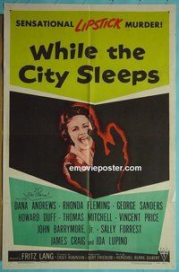 Q858 WHILE THE CITY SLEEPS one-sheet movie poster '56 Fritz Lang