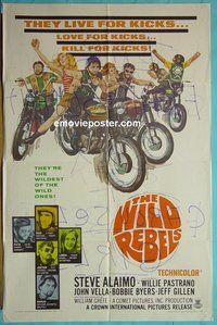 Q870 WILD REBELS one-sheet movie poster '67 gangster bikers!