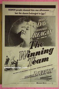 Q875 WINNING TEAM one-sheet movie poster R57 Reagan, baseball bio!