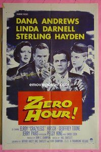 Q929 ZERO HOUR one-sheet movie poster '57 Dana Andrews, Linda Darnell