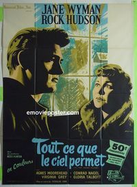 T030 ALL THAT HEAVEN ALLOWS French one-panel movie poster '62 Rock Hudson