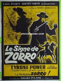 T077 MARK OF ZORRO  French one-panel movie poster R60s Tyrone Power