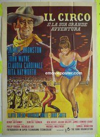 T007 CIRCUS WORLD Italian one-panel movie poster '65 John Wayne, Hayworth
