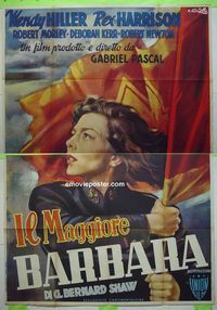 T002 MAJOR BARBARA Italian two-panel movie poster '41 Wendy Hiller