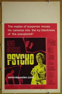 T283 PSYCHO  window card movie poster '60 Leigh, Perkins,Hitchcock