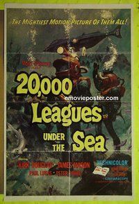 A010 20,000 LEAGUES UNDER THE SEA one-sheet movie poster R71 Disney