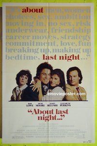 A026 ABOUT LAST NIGHT one-sheet movie poster '86 Rob Lowe, Demi Moore