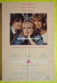 A183 CRIMES OF THE HEART one-sheet movie poster '86 Diane Keaton, Spacek