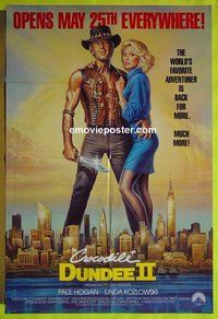 A189 CROCODILE DUNDEE 2 advance one-sheet movie poster '88 Paul Hogan