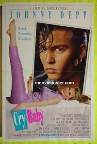 A198 CRY-BABY DS advance one-sheet movie poster '90 John Waters, Johnny Depp