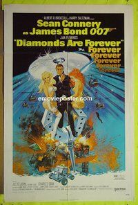A284 DIAMONDS ARE FOREVER one-sheet movie poster '71 Sean Connery