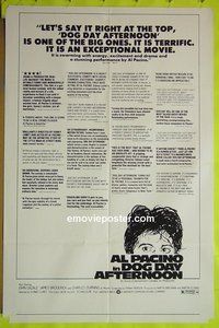 A303 DOG DAY AFTERNOON 'reviews' style one-sheet movie poster '75 Al Pacino