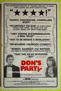 A312 DON'S PARTY one-sheet movie poster '76 Bruce Beresford