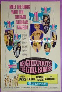 A318 DR GOLDFOOT & THE GIRL BOMBS one-sheet movie poster '66 AIP