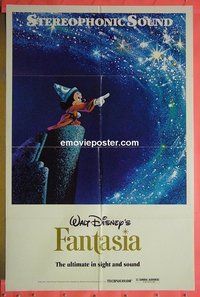 A366 FANTASIA one-sheet movie poster R80s Mickey Mouse, Disney