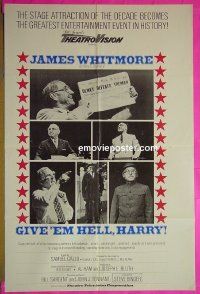 A425 GIVE 'EM HELL HARRY one-sheet movie poster '75 James Whitmore