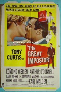 A445 GREAT IMPOSTOR one-sheet movie poster '61 Tony Curtis