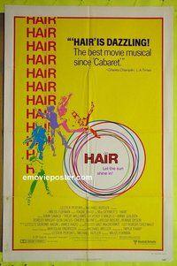A467 HAIR style B4 one-sheet movie poster '79 Milos Forman, Treat Williams
